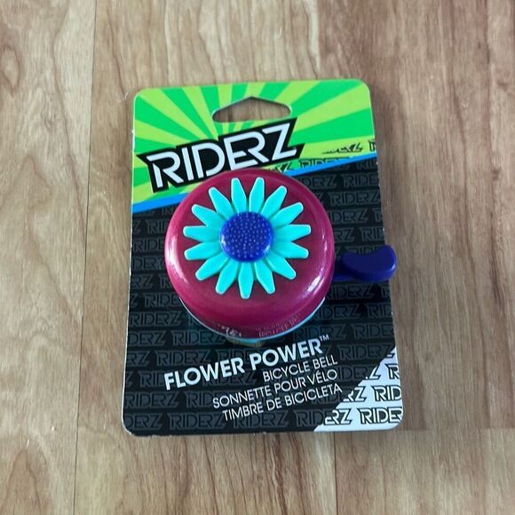 Riderz Blue Pink Purple Flower Power Girls Bicycle Bell New In Package - Picture 1 of 2
